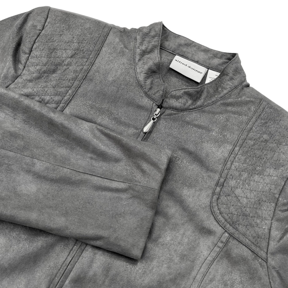 Alfred Dunner‎ Womens Soft Metallic Lightweight Jacket, Alfred Dunner Grey 48